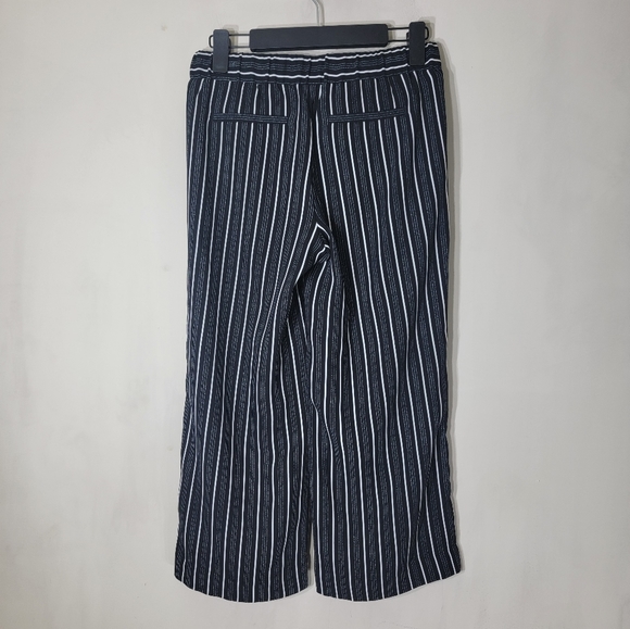 4/$20 Loft Cropped Wide Leg Pull On Black and White Striped Pants XXS Petite - Picture 2 of 7